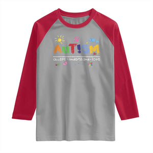 Autism Acceptance Month Raglan Shirt Autism Accept Understand Love SPED Teachers TS11 Sport Gray Red Print Your Wear