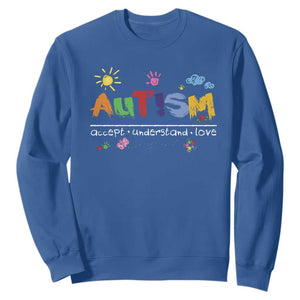 Autism Acceptance Month Sweatshirt Autism Accept Understand Love SPED Teachers TS11 Royal Blue Print Your Wear