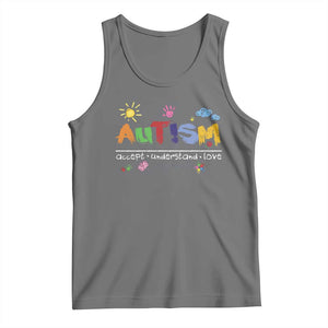 Autism Acceptance Month Tank Top Autism Accept Understand Love SPED Teachers TS11 Black Heather Print Your Wear