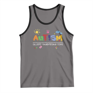 Autism Acceptance Month Tank Top Autism Accept Understand Love SPED Teachers TS11 Deep Heather Black Print Your Wear