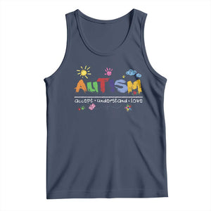 Autism Acceptance Month Tank Top Autism Accept Understand Love SPED Teachers TS11 Navy Print Your Wear
