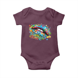 Funny Kiss My Aspergers Baby Onesie Asperger Syndrome Autism Awareness TS11 Maroon Print Your Wear