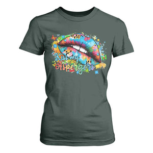 Funny Kiss My Aspergers T Shirt For Women Asperger Syndrome Autism Awareness TS11 Dark Forest Green Print Your Wear