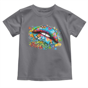 Funny Kiss My Aspergers Toddler T Shirt Asperger Syndrome Autism Awareness TS11 Charcoal Print Your Wear