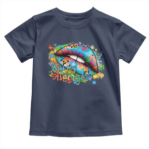 Funny Kiss My Aspergers Toddler T Shirt Asperger Syndrome Autism Awareness TS11 Navy Print Your Wear