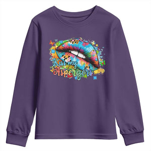 Funny Kiss My Aspergers Youth Sweatshirt Asperger Syndrome Autism Awareness TS11 Purple Print Your Wear
