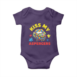 Funny Kiss My Aspergers Baby Onesie Asperger Syndrome Autism Awareness Puzzle Lips TS11 Purple Print Your Wear