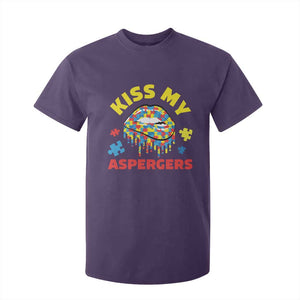 Funny Kiss My Aspergers T Shirt For Kid Asperger Syndrome Autism Awareness Puzzle Lips TS11 Purple Print Your Wear
