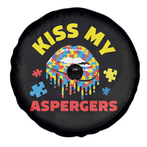 Funny Kiss My Aspergers Spare Tire Cover Asperger Syndrome Autism Awareness Puzzle Lips TS11 Print Your Wear