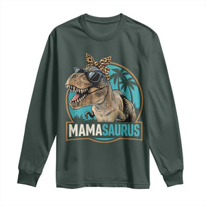 Mamasaurus Funny Dinosaur Mama Long Sleeve Shirt Mothers Day Family Matching TS11 Dark Forest Green Print Your Wear