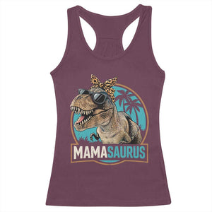Mamasaurus Funny Dinosaur Mama Racerback Tank Top Mothers Day Family Matching TS11 Maroon Print Your Wear