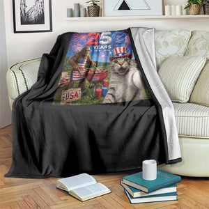 Cat Selfie with Bigfoot USA 250 Years Throw Blanket Funny 4th Of July Cat Graphic TS11 Print Your Wear