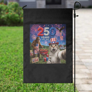 Cat Selfie with Bigfoot USA 250 Years Garden Flag Funny 4th Of July Cat Graphic TS11 Print Your Wear