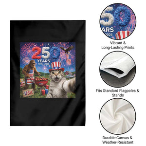 Cat Selfie with Bigfoot USA 250 Years Garden Flag Funny 4th Of July Cat Graphic TS11 Print Your Wear