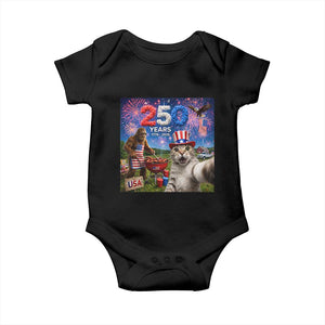 Cat Selfie with Bigfoot USA 250 Years Baby Onesie Funny 4th Of July Cat Graphic TS11 Black Print Your Wear