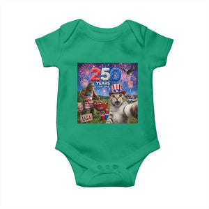 Cat Selfie with Bigfoot USA 250 Years Baby Onesie Funny 4th Of July Cat Graphic TS11 Irish Green Print Your Wear