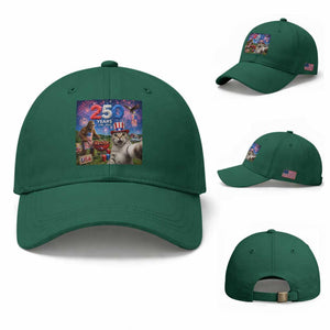Cat Selfie with Bigfoot USA 250 Years Baseball Cap Funny 4th Of July Cat Graphic TS11 Baseball Cap Universal Fit Irish Green Print Your Wear