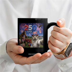 Cat Selfie with Bigfoot USA 250 Years Coffee Mug Funny 4th Of July Cat Graphic TS11 Print Your Wear