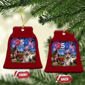 Cat Selfie with Bigfoot USA 250 Years Ceramic Ornament Funny 4th Of July Cat Graphic TS11 Print Your Wear