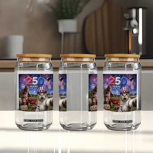 Cat Selfie with Bigfoot USA 250 Years Glass Can Funny 4th Of July Cat Graphic TS11 Print Your Wear