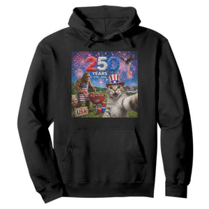 Cat Selfie with Bigfoot USA 250 Years Hoodie Funny 4th Of July Cat Graphic TS11 Black Print Your Wear