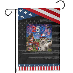 Cat Selfie with Bigfoot USA 250 Years Patriotic Garden Flag Funny 4th Of July Cat Graphic TS11 Distressed Black Blue Print Your Wear