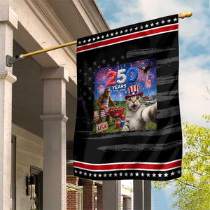 Cat Selfie with Bigfoot USA 250 Years Patriotic Garden Flag Funny 4th Of July Cat Graphic TS11 Distressed Black Red Print Your Wear