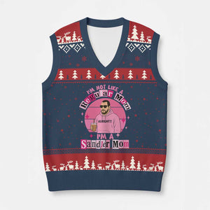 I Am Not Like A Regular Mom I Am A Sandler Mom V-Neck Knit Sweater Vest Funny Mother's Day Meme TS11 Navy Red Print Your Wear