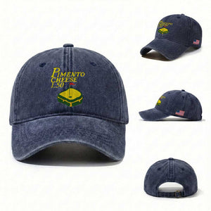 Pimento Cheese Washed Cotton Baseball Cap Golf Foodie Golfer Tournament TS11 Washed Cap Universal Fit Navy Print Your Wear