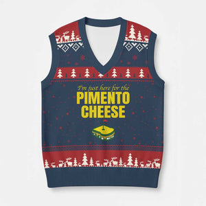 I'm Just Here For The Pimento Cheese V-Neck Knit Sweater Vest Funny Golf Foodie TS11 Navy Red Print Your Wear