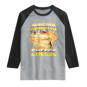 Pimento Cheese Raglan Shirt Funny Cheesemonger Cheese Lovers Bootleg Art TS11 Heather Gray Black Print Your Wear