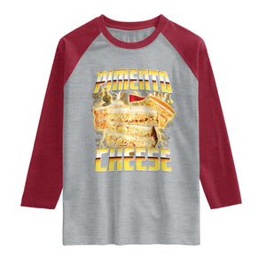 Pimento Cheese Raglan Shirt Funny Cheesemonger Cheese Lovers Bootleg Art TS11 Heather Gray Heather Red Print Your Wear