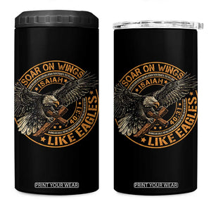 Soar On Wings Like Eagles Christian 4 in 1 Can Cooler Tumbler Isaiah 40 31 Bible Verse TS11 One Size: 16 oz Black Print Your Wear