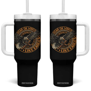 Soar On Wings Like Eagles Christian Tumbler With Handle Isaiah 40 31 Bible Verse TS11 One Size: 40 oz Black Print Your Wear
