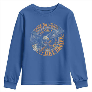 Soar On Wings Like Eagles Christian Youth Sweatshirt Isaiah 40 31 Bible Verse TS11 Royal Blue Print Your Wear