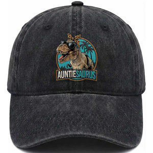 Auntiesaurus Funny Dinosaur Aunt Washed Cotton Baseball Cap Family Matching TS11 Print Your Wear