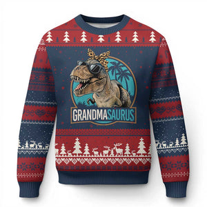 Grandmasaurus Funny Dinosaur Grandma Ugly Christmas Sweater Family Matching TS11 Navy Red Print Your Wear