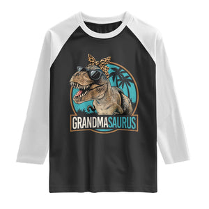 Grandmasaurus Funny Dinosaur Grandma Raglan Shirt Family Matching TS11 Black White Print Your Wear