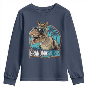 Grandmasaurus Funny Dinosaur Grandma Youth Sweatshirt Family Matching TS11 Navy Print Your Wear