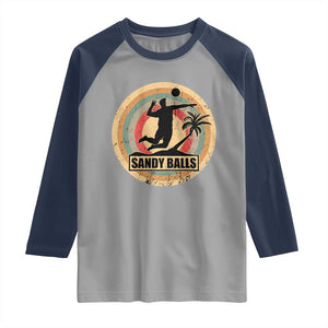 Beach Volleyball Raglan Shirt Sandy Balls Team Player Volleyball Coach TS11 Sport Gray Navy Print Your Wear