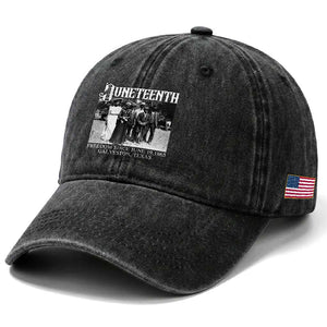 History Of Juneteenth Washed Cotton Baseball Cap Freedom Since June 19 Galveston Texas