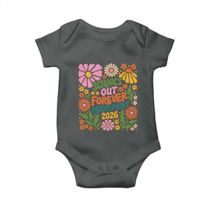 Schools Out Forever Retirement 2026 Baby Onesie Retired Teacher Summer Retro Floral TS11 Dark Heather Print Your Wear