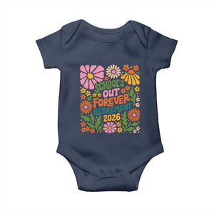 Schools Out Forever Retirement 2026 Baby Onesie Retired Teacher Summer Retro Floral TS11 Navy Print Your Wear