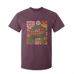 Schools Out Forever Retirement 2026 T Shirt For Kid Retired Teacher Summer Retro Floral TS11 Maroon Print Your Wear