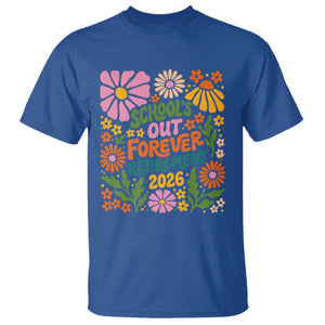 School's Out Forever – Retirement 2026 T-Shirt – Retired Teacher Summer Retro Floral Tee TS11 Royal Blue Print Your Wear