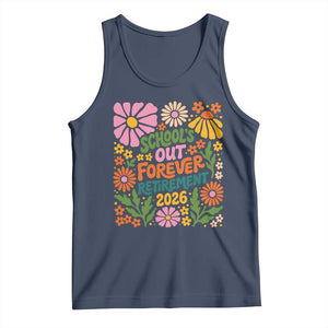 Schools Out Forever Retirement 2026 Tank Top Retired Teacher Summer Retro Floral TS11 Navy Print Your Wear