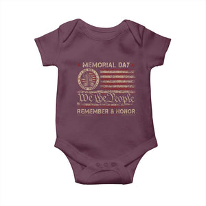 Memorial Day Baby Onesie Remember And Honor Red Poppy Flower Military Veteran TS11 Maroon Print Your Wear