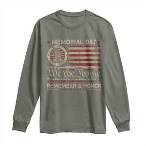 Memorial Day Long Sleeve Shirt Remember And Honor Red Poppy Flower Military Veteran TS11 Military Green Print Your Wear