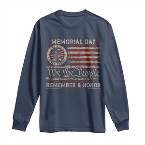 Memorial Day Long Sleeve Shirt Remember And Honor Red Poppy Flower Military Veteran TS11 Navy Print Your Wear