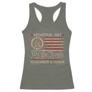 Memorial Day Racerback Tank Top Remember And Honor Red Poppy Flower Military Veteran TS11 Military Green Print Your Wear
